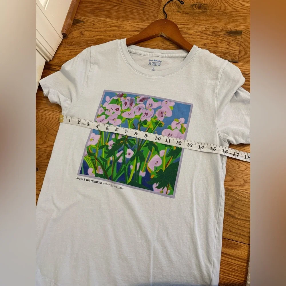 J. Crew White Short Sleeve Tee with Floral Print
